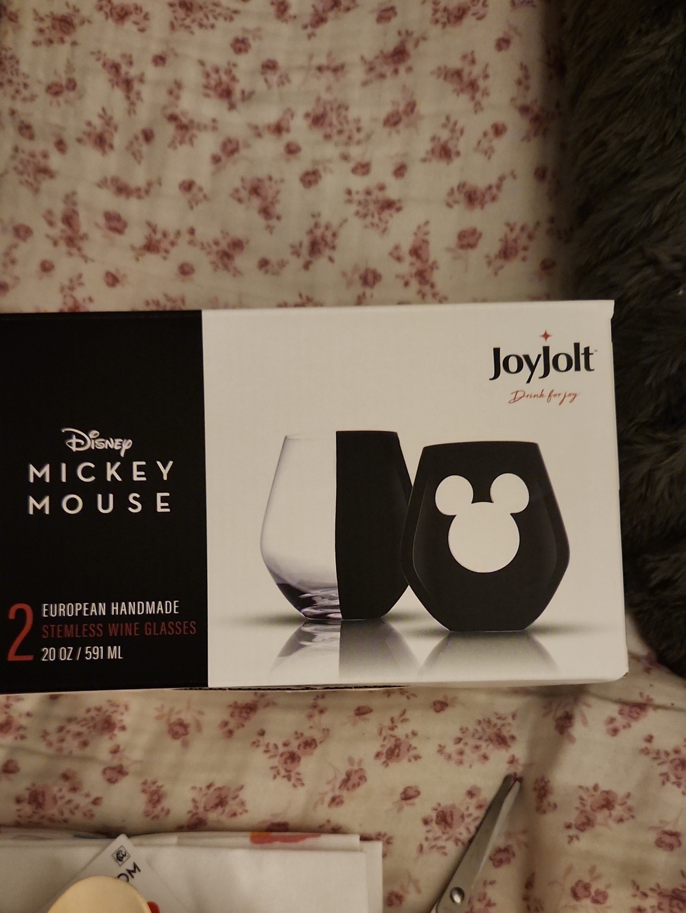 Jolt Disney Mickey Mouse Black Stemless Wine Glasses - Set of 2